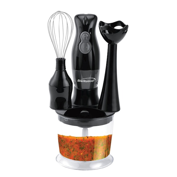 Brentwood Appliances 2-Speed Hand Blender and Food Processor with Balloon Whisk (Black) - HB-38BK