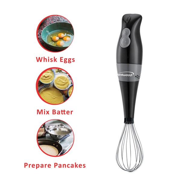 Brentwood Appliances 2-Speed Hand Blender and Food Processor with Balloon Whisk (Black) - HB-38BK