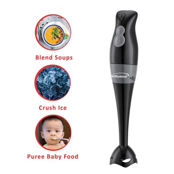 Brentwood Appliances 2-Speed Hand Blender and Food Processor with Balloon Whisk (Black) - HB-38BK