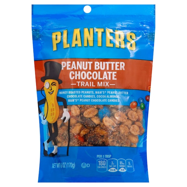 Planters Mezcla de Rastro de Mantequilla de Cacahuate y Chocolate en bolsa de 6 oz, paquete de 12 - 10029000021119