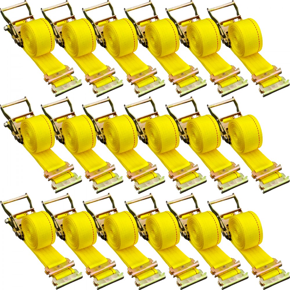 VEVOR E Track Ratchet Strap, 18PCS 2" x 15' E-Track Straps 4400 LBS Breaking Strength, with Polyester Webbing & Spring Fitting & Ratchets, Durable Tie-Downs for Motorcycles, Tire, Trailer Loads - XLDJLDBDDWCE1ICHCV0