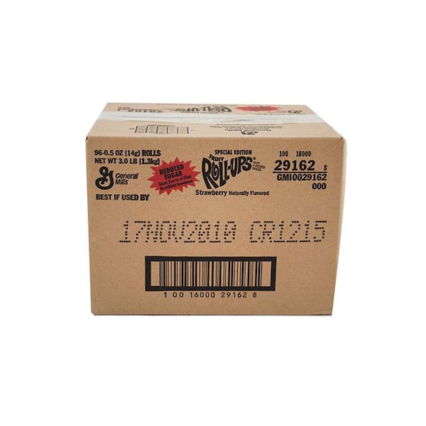 Fruit Roll-Ups Bocadillos de Frutas Reducidos en Azúcar Sabor Fresa, paquete de 96 - 16000-29162.