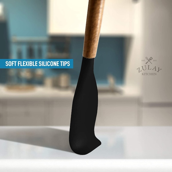 Zulay Kitchen Utensil Set 5 Pcs Silicone w Wood Handle - ZULB085YFQB23