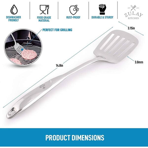 Zulay Kitchen Spatula, Slotted Turner SS 148 Inch - ZULB084JDVT64
