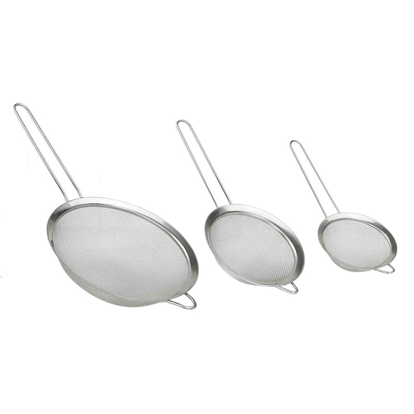 Home Basics Home Basics 3 Piece Mesh Stainless Steel Strainer Set, Silver - ZOR96183