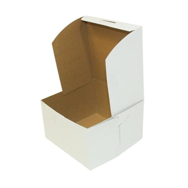 Quality Carton & Converting Quality Carton & Converting 6801 CPC Lock Cornor Chipboard Cake Box; White - Case of 250 - 6801  CPC