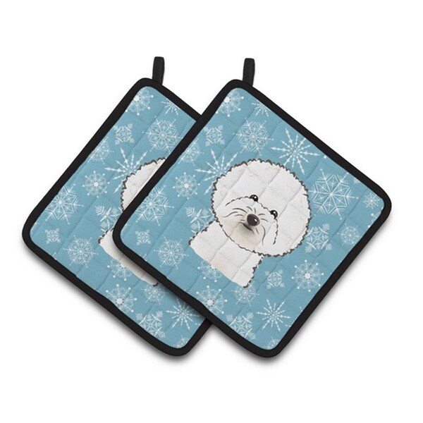 Carolines Treasures Snowflake Bichon Frise Pair of Pot Holders, 7.5 x 3 x 7.5 in. - BB1651PTHD