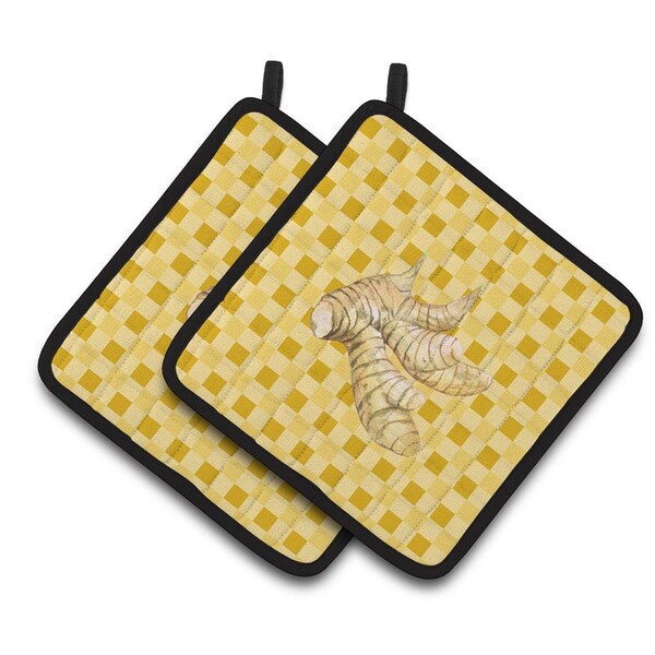 Carolines Treasures Galangal on Basketweave Pair of Pot Holders - BB7201PTHD