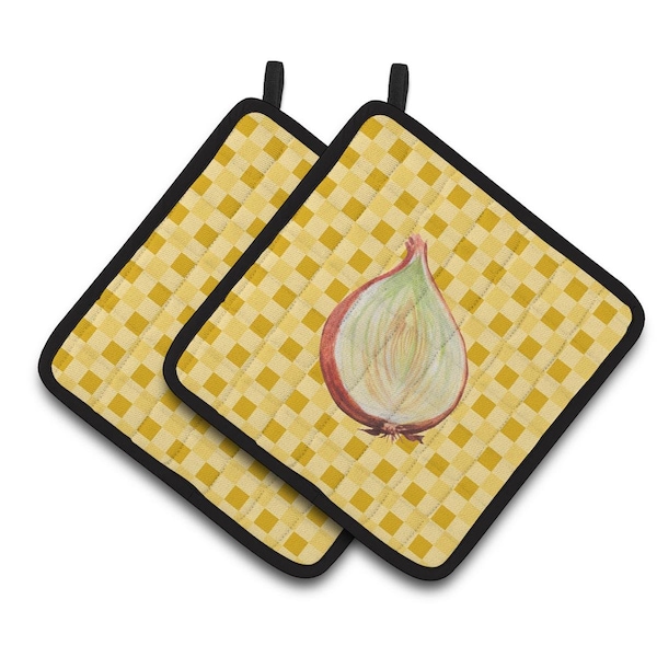 Carolines Treasures Onion on Basketweave Pair of Pot Holders - BB7205PTHD