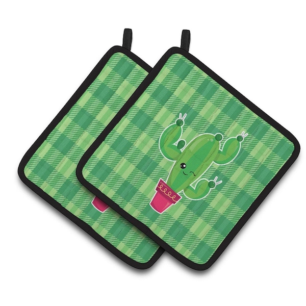 Carolines Treasures Cactus Plaid Pair of Pot Holders - BB6848PTHD
