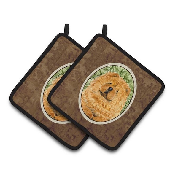 Carolines Treasures Chow Chow Pair of Pot Holders, 7.5 x 3 x 7.5 in. - SS8709PTHD