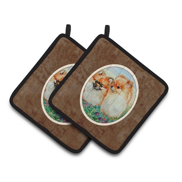 Carolines Treasures Pomeranian Pair of Pot Holders, 7.5 x 3 x 7.5 in. - 7262PTHD