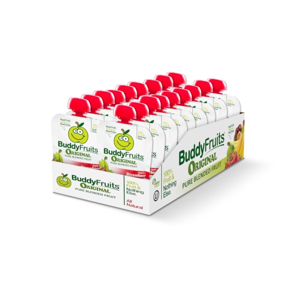 Frutas Buddy Puré de Fresa Mezclado Botana 3.2 oz., Paquete de 18 - 1852181