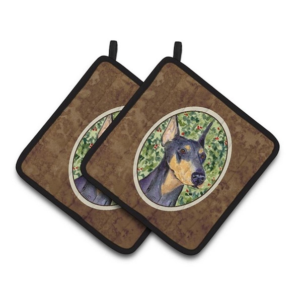 Carolines Treasures Doberman Pair of Pot Holders, 7.5 x 3 x 7.5 in. - SS8812PTHD