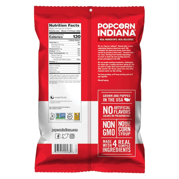 Palomitas de maíz Popcorn Indiana Family Kettle Corn 7 oz., paquete de 12 - 8435710039