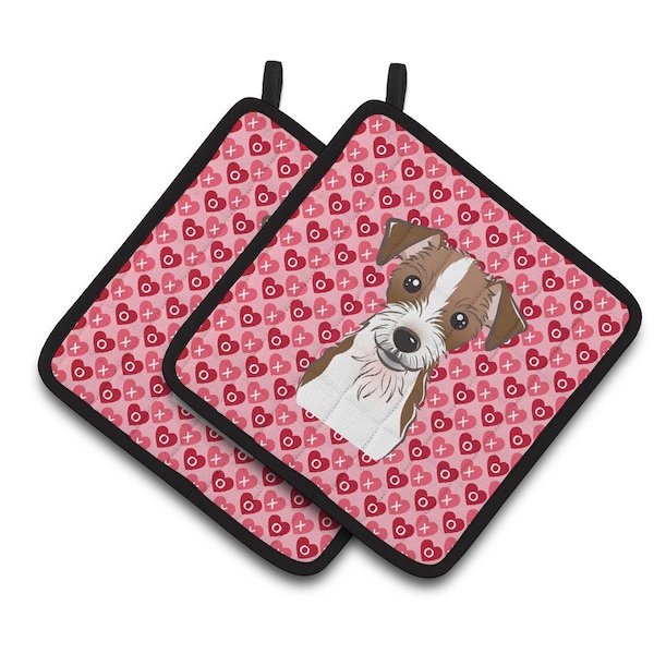 Carolines Treasures Jack Russell Terrier Hearts Pair of Pot Holders - BB5272PTHD