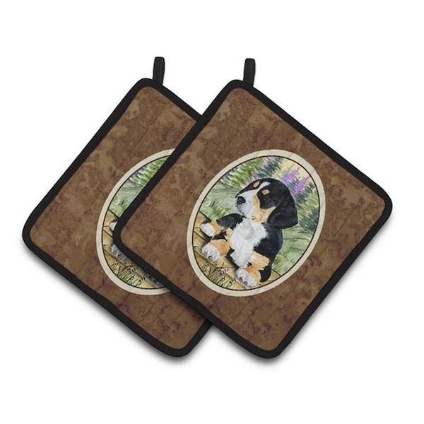 Carolines Treasures Entlebucher Mountain Dog Pair of Pot Holders, 7.5 x 3 x 7.5 in. - SS8132PTHD