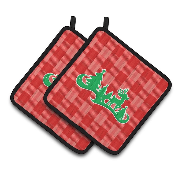 Carolines Treasures Christmas Tree Reindeer Red Pair of Pot Holders - BB6972PTHD