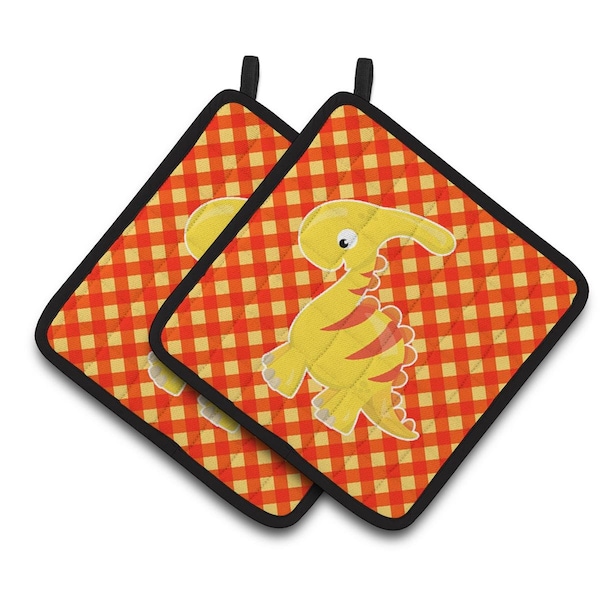 Carolines Treasures Parasaurolophus Dinosaur Pair of Pot Holders - BB6893PTHD