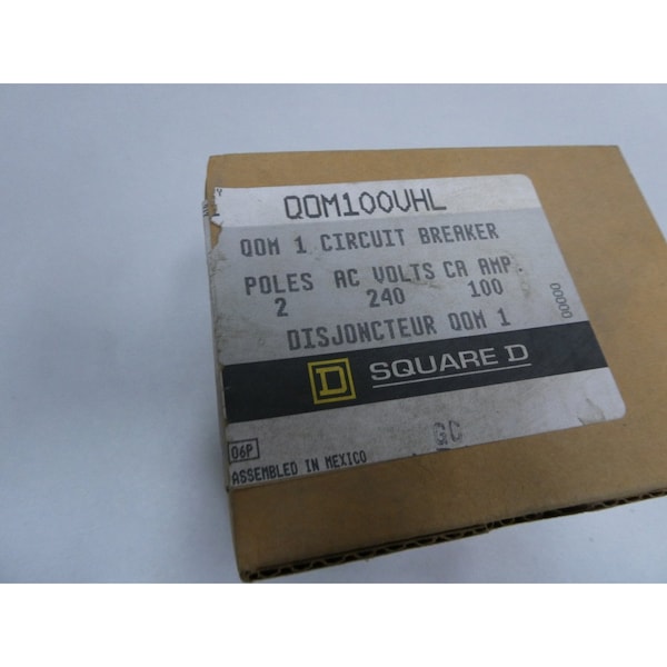 Square D Miniature Circuit Breaker, QO Series, 100A, 2 Pole, 120/240V AC, 22kA at 120/240V AC - QOM100VHL