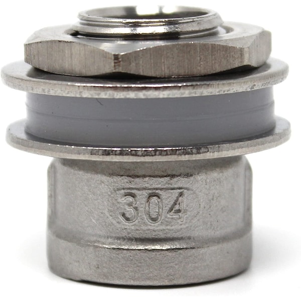 Concord 304 S/S 1/2" NPT to 1/2" Female NPT Weldless Bulkhead Fitting - Weldless