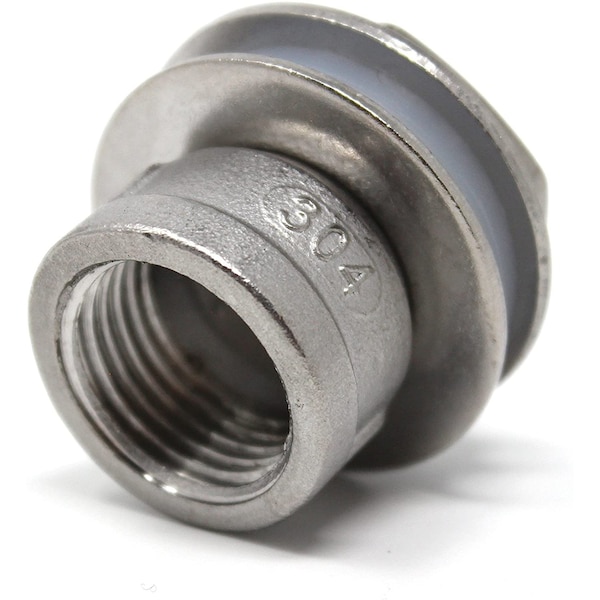 Concord 304 S/S 1/2" NPT to 1/2" Female NPT Weldless Bulkhead Fitting - Weldless