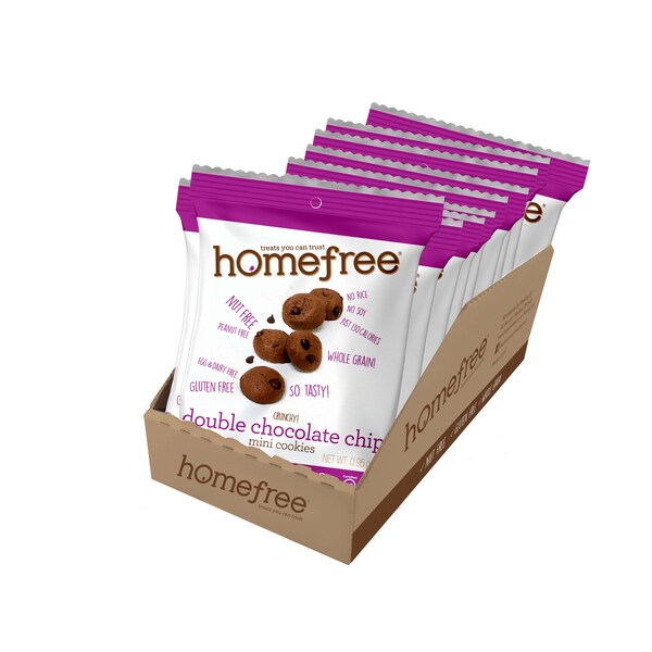 Galletas mini de doble chocolate Homefree en cajas para llevar, 0.95 oz, paquete de 10 - LGFMDC10