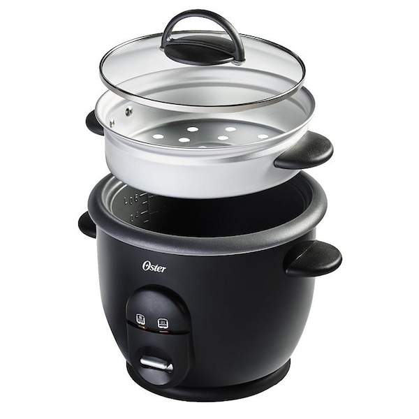 Mr. Coffee Oster DiamondForce Rice Cooker, 6 Cup Capacity, 700 W, 10 in L, Metal/Plastic, Black - 2109987