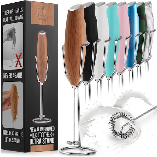 Zulay Kitchen OG Milk Frother  Holster Stand  Oak - ZULB08CGGYGZ2