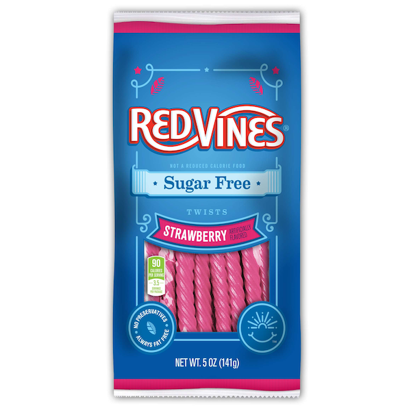 Red Vines Red Vines Twists Fresa sin Azúcar 5 oz., paquete de 12 - 50341