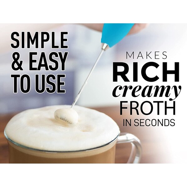 Zulay Kitchen Milk Frother OG w Stand  Teal I LOVE COFFEE - ZULB087QPNW6N