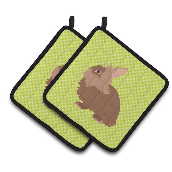 Carolines Treasures Lionhead Rabbit Green Pair of Pot Holders - BB7786PTHD