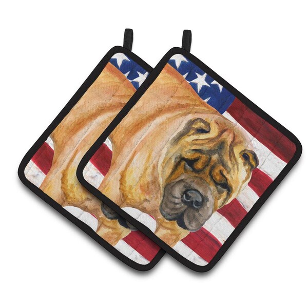 Carolines Treasures Shar Pei Patriotic Pair of Pot Holders - BB9661PTHD