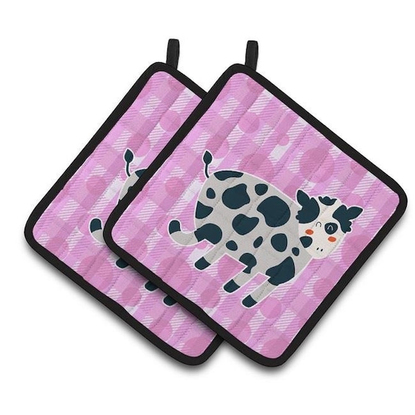 Carolines Treasures Carolines Treasures BB7162PTHD Cow on Pink Polkadots Pair of Pot Holders - BB7162PTHD