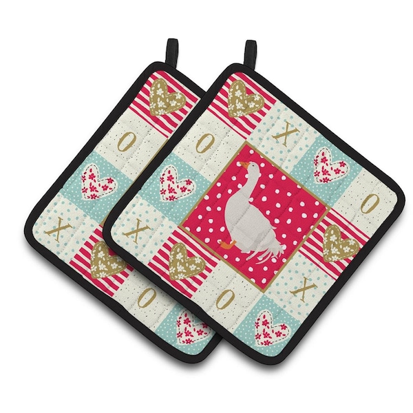 Carolines Treasures 7.5 x 7.5 in. Sebastopol Goose Love Pair of Pot Holders - CK5329PTHD