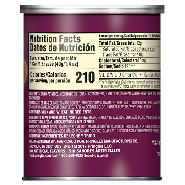 Pringles Papas Crujientes BBQ 1.4 oz., Paquete de 12 - 3800018372