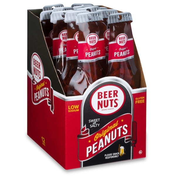 Nueces de cerveza Nueces de cerveza Original Dulce y Salada Bolsa de cacahuates en botella de cerveza 1.75 oz., paquete de 48 - 00065