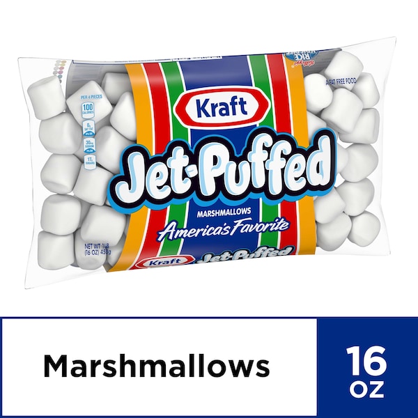 Marshmallows blancos de tamaño regular Jet-Puffed en bolsa de 1 libra, paquete de 12 - 10600699661161