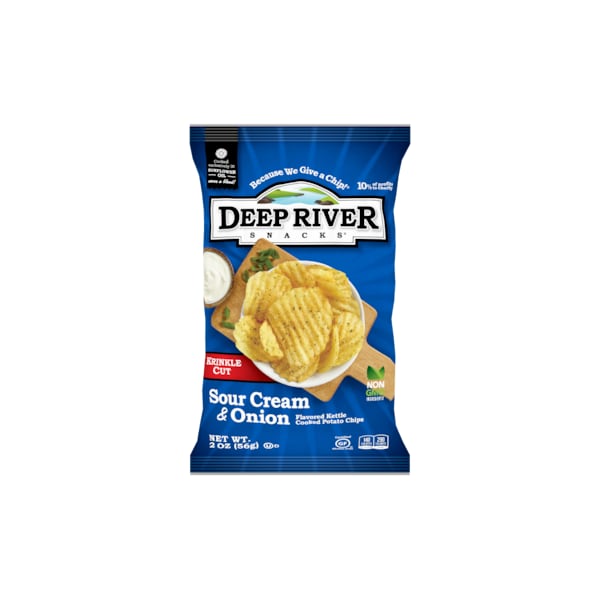 Deep River Snacks Papas Fritas en Kettle de Crema Agria y Cebolla Cortadas en Ondas 2 oz., Paquete de 24 - 21641