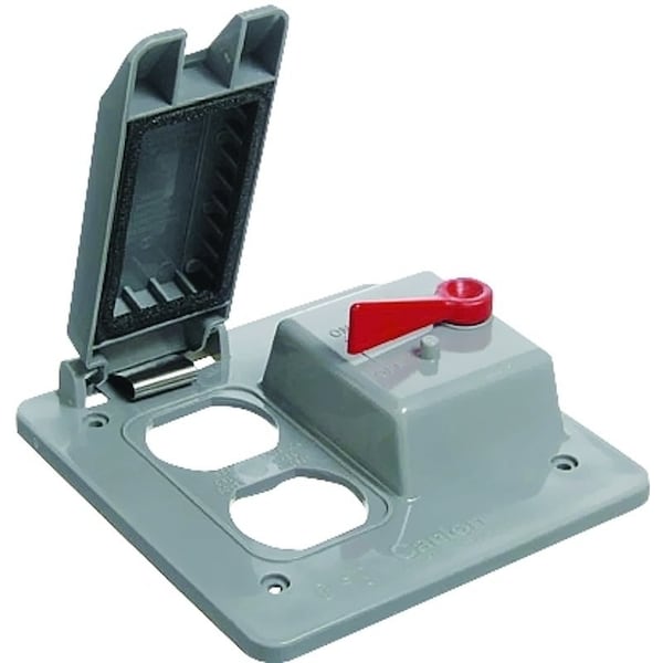 Carlon Cover, 4-55/64 in L, 3-17/64 in W, Rectangular, Lexan, Gray, Textured - E9G2DSN-CAR