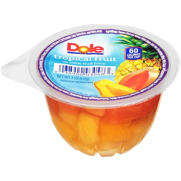 Frutas Tropicales Dole en Taza de 4 oz. con Jugo, Paquete de 36 - 03048