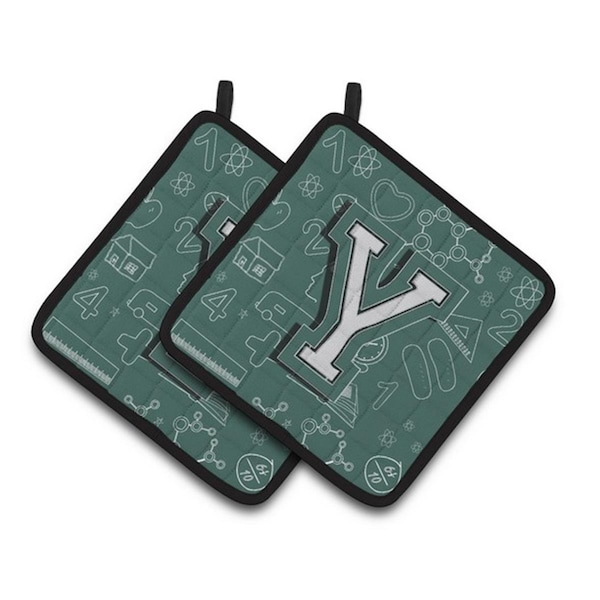 Carolines Treasures Letter Y Back to School Initial Pair of Pot Holders, 7.5 x 3 x 7.5 in. - CJ2010-YPTHD