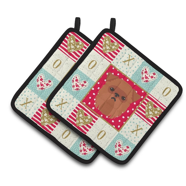 Carolines Treasures 7.5 x 7.5 in. Brussels Griffon Love Pair of Pot Holders - CK5188PTHD