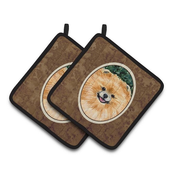 Carolines Treasures Pomeranian Pair of Pot Holders, 7.5 x 3 x 7.5 in. - SS8725PTHD
