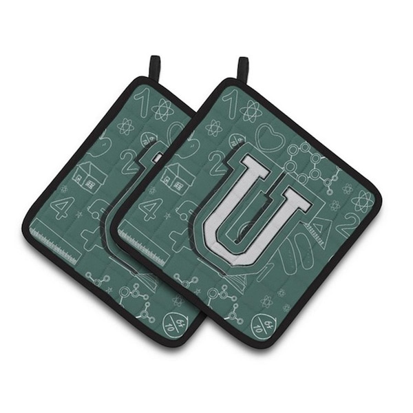 Carolines Treasures Letter U Back to School Initial Pair of Pot Holders, 7.5 x 3 x 7.5 in. - CJ2010-UPTHD