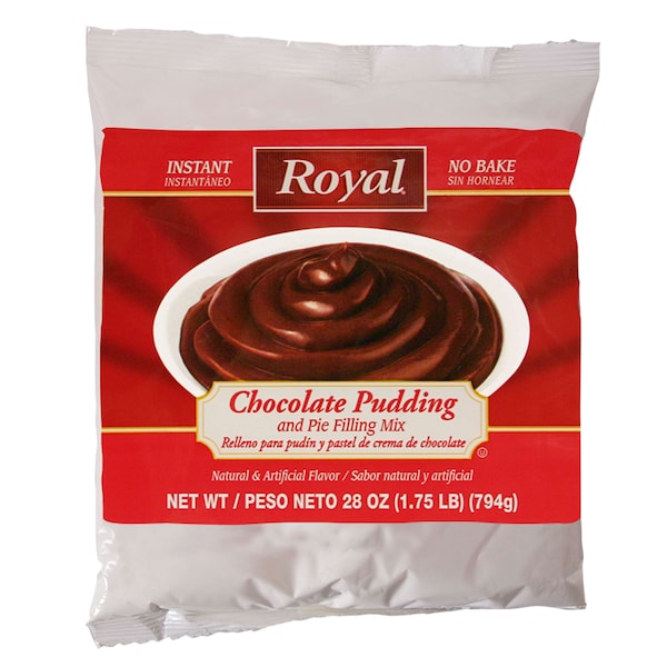 Mezcla de relleno para pay y pudín de chocolate instantáneo Royal Royal de 28 oz., paquete de 12 - 48521
