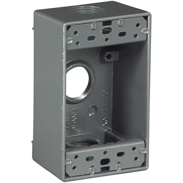 Eaton Wiring Devices Outlet Box, 3 -Outlet, 1 -Gang, Aluminum, Black, Powder-Coated, Wall Mounting - 1116-SP