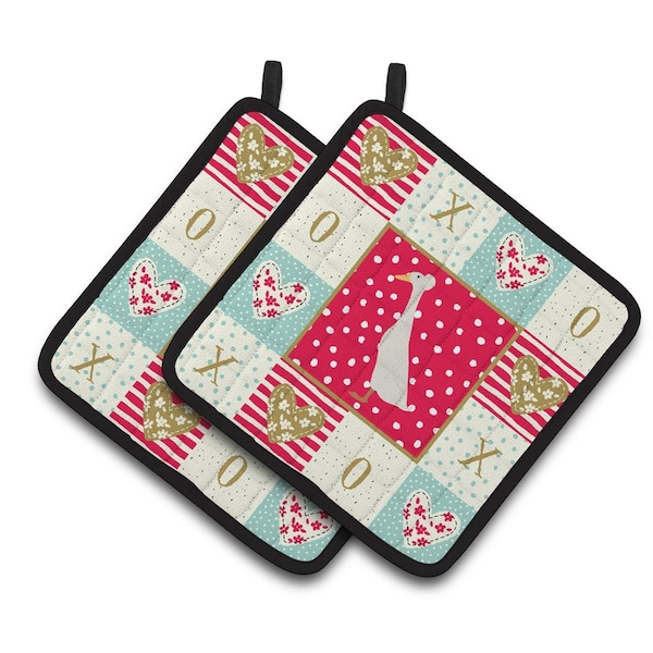 Carolines Treasures 7.5 x 7.5 in. Bali Duck Love Pair of Pot Holders - CK5286PTHD