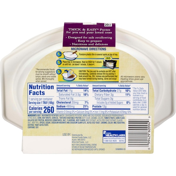 Espeso y fácil Puré de carne casera con papas y elote 7 oz., PK7 - 60747