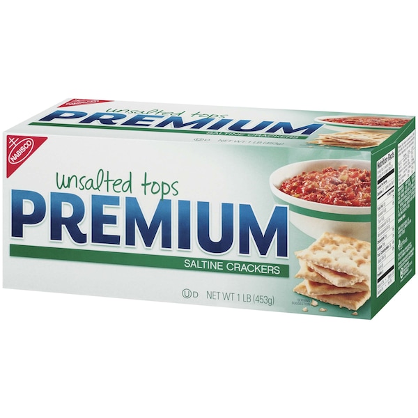 Galletas Premium Nabisco Saladas sin sal 1 libra, caja de 12 unidades - 00055